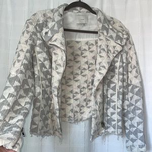 Otavia Asymmetrical Textured knit Zip Geometric Jacket